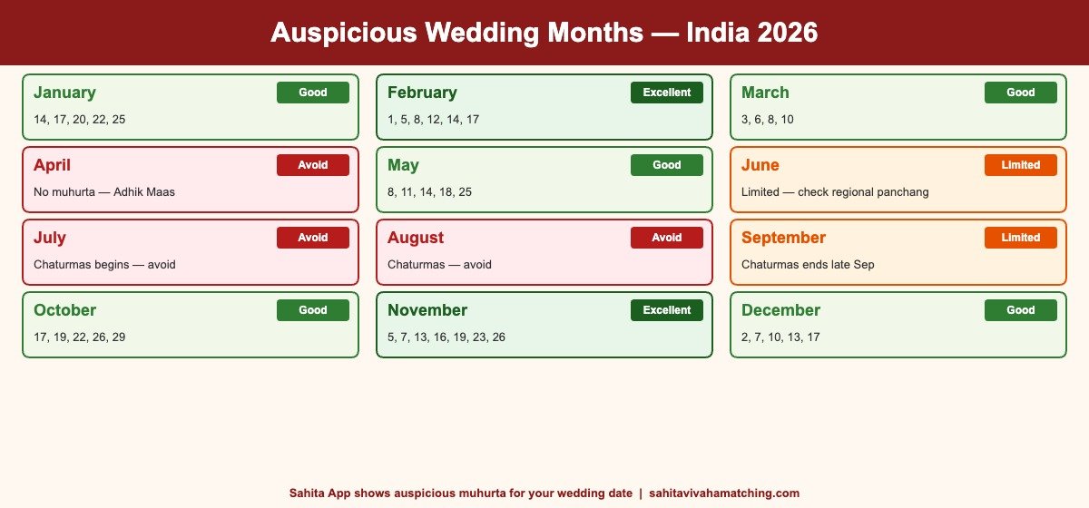 Auspicious Wedding Dates 2026 India by Month