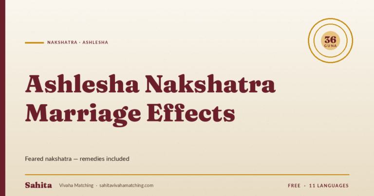 ashlesha nakshatra marriage — Sahita Vivaha Matching