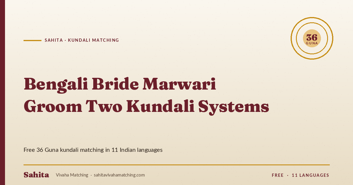 bengali bride marwari groom two kundali systems — Sahita kundali matching