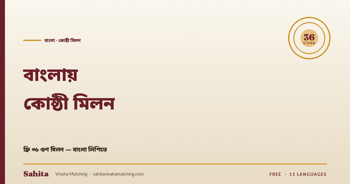Bengali koshthi milan — free 36 Guna by Sahita