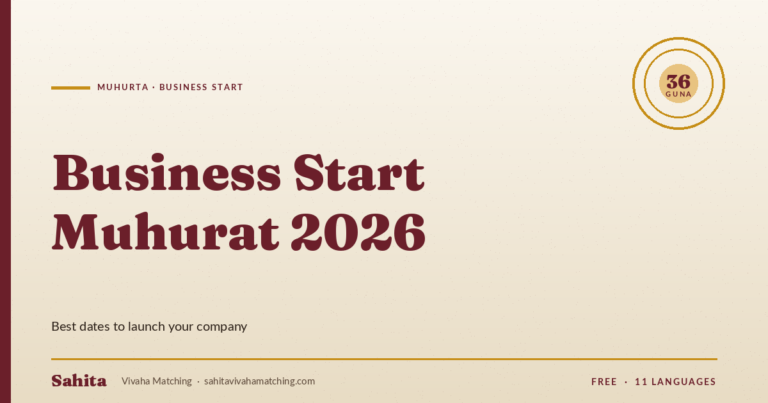 business start muhurat 2026 — Sahita Vivaha Matching