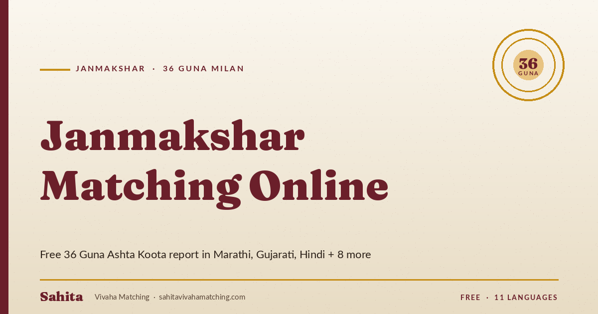 Janmakshar matching — free 36 Guna milan in Marathi, Gujarati, Hindi by Sahita