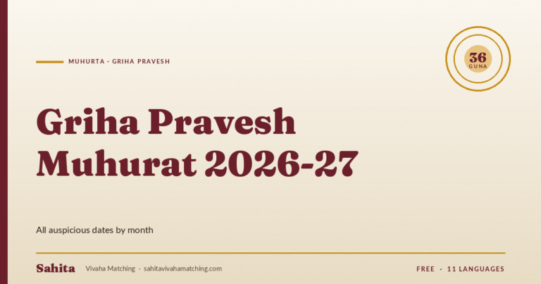 griha pravesh muhurat 2026 — Sahita Vivaha Matching
