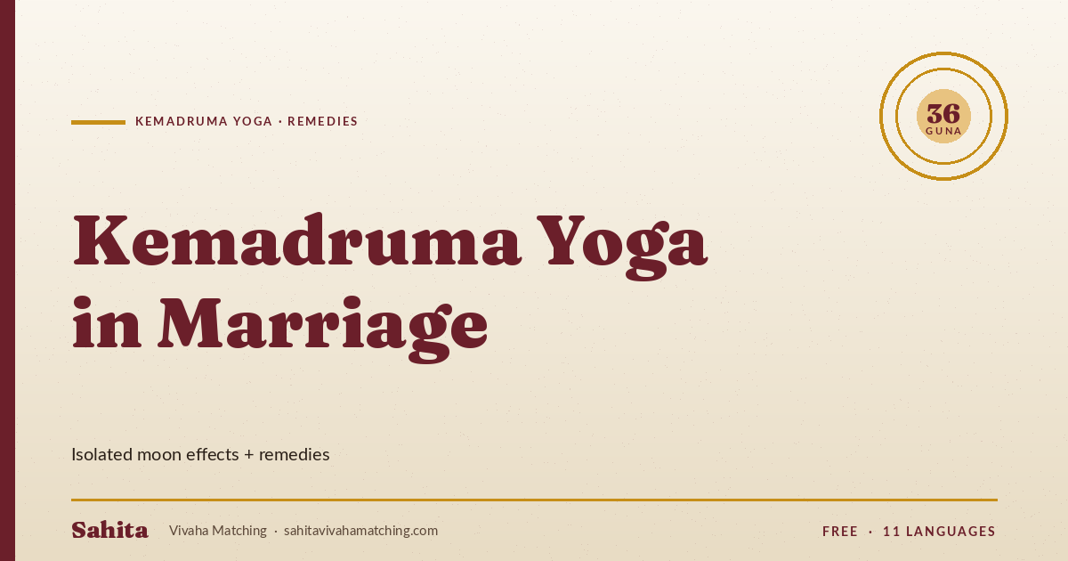 kemadruma yoga marriage — Sahita Vivaha Matching