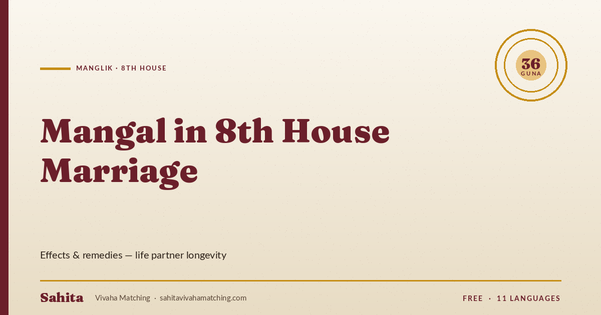 mangal in 8th house marriage — Sahita Vivaha Matching