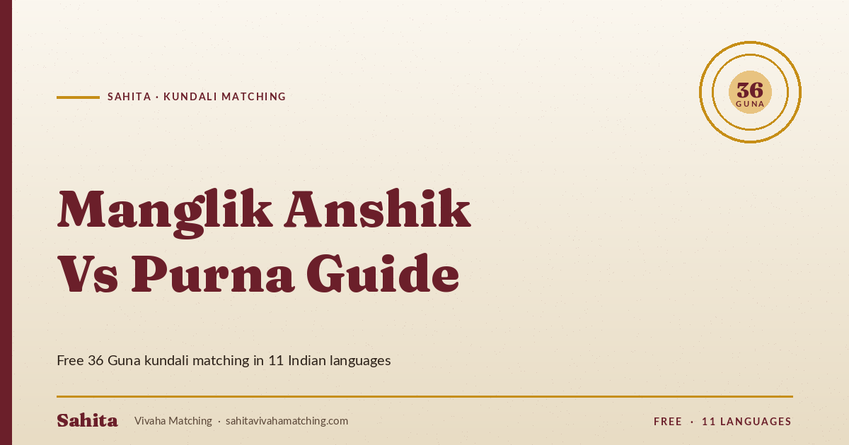 manglik anshik vs purna guide — Sahita kundali matching