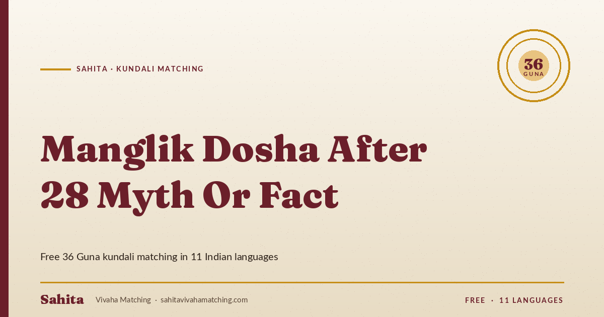 manglik dosha after 28 myth or fact — Sahita kundali matching