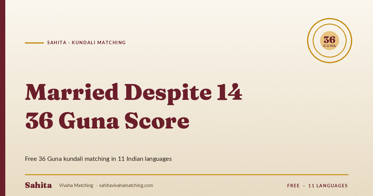 married despite 14 36 guna score — Sahita kundali matching