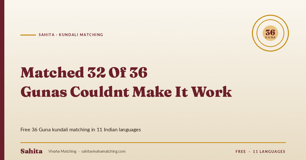 matched 32 of 36 gunas couldnt make it work — Sahita kundali matching