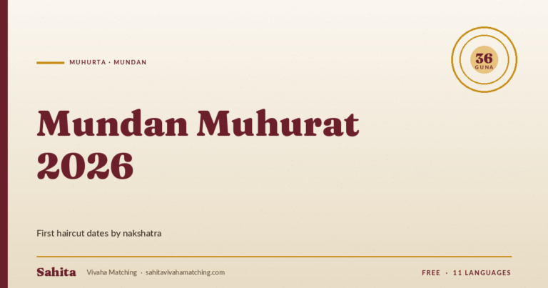mundan muhurat 2026 — Sahita Vivaha Matching