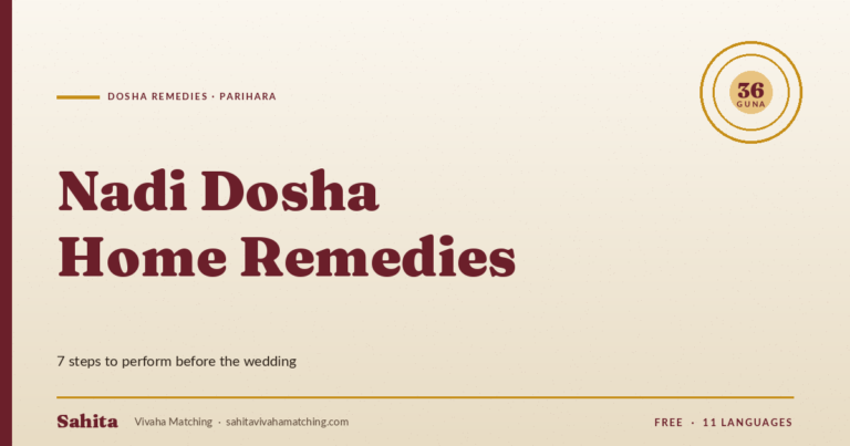 nadi dosha remedies at home — Sahita Vivaha Matching