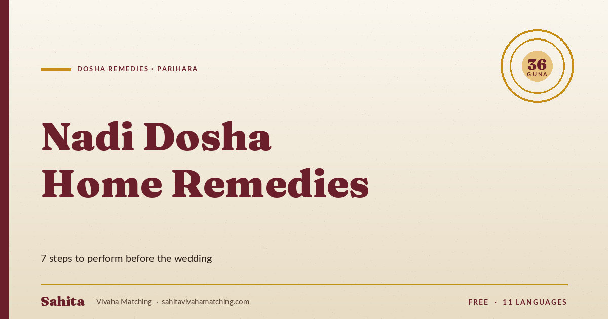 nadi dosha remedies at home — Sahita Vivaha Matching