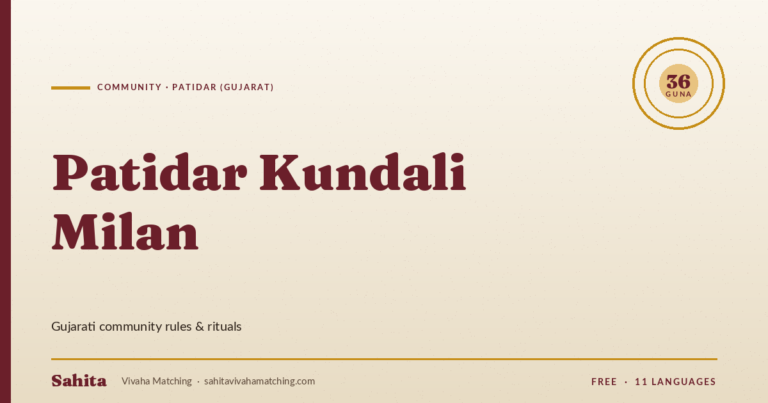 patidar kundali milan — Sahita Vivaha Matching