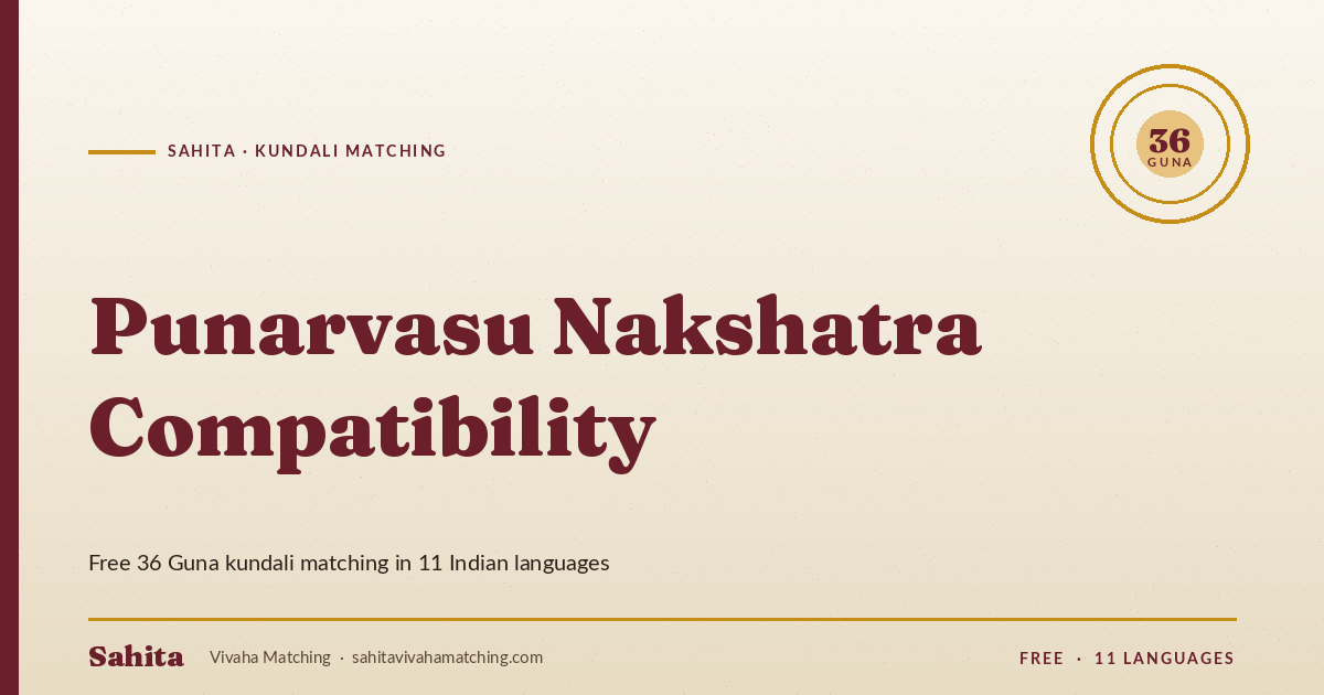 punarvasu nakshatra compatibility — Sahita kundali matching