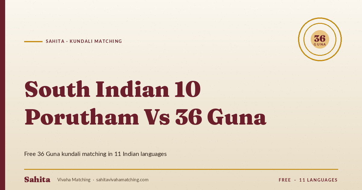 south indian 10 porutham vs 36 guna — Sahita kundali matching