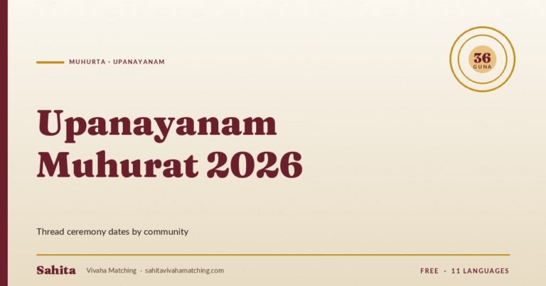 upanayanam muhurat 2026 — Sahita Vivaha Matching
