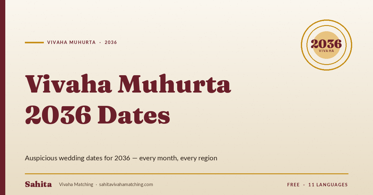 Vivaha Muhurta 2036 — auspicious wedding dates by Sahita