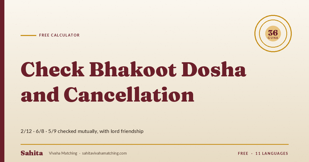 bhakoot dosha calculator — free calculator by Sahita