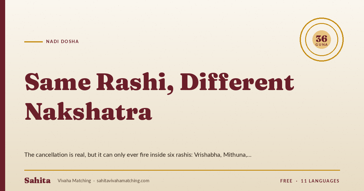 nadi dosha same rashi different nakshatra — by Sahita