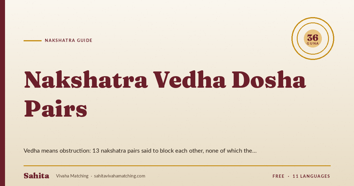 nakshatra vedha dosha — by Sahita