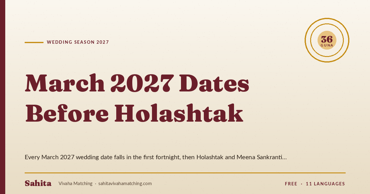 vivah muhurat march 2027 — by Sahita