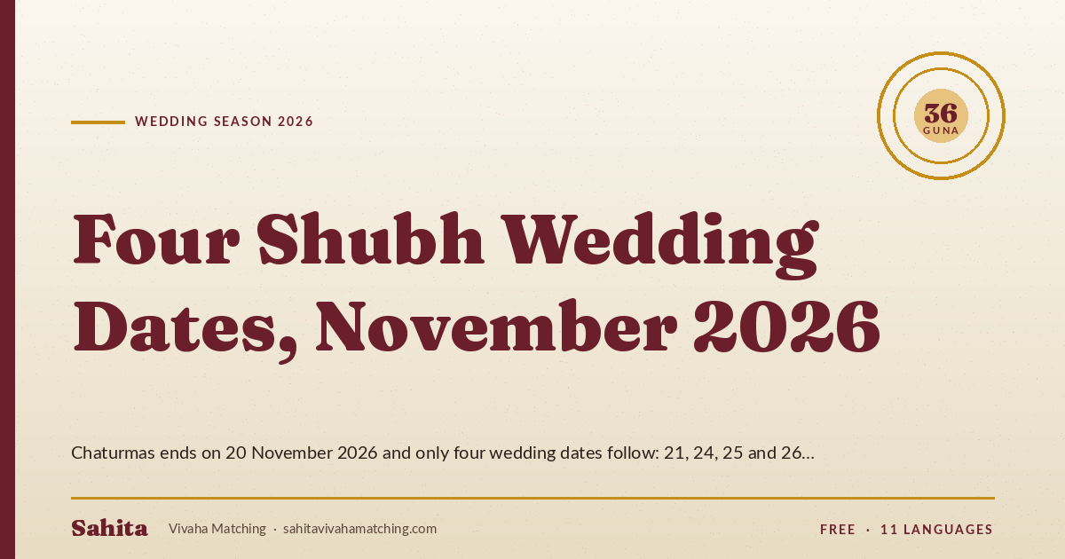 vivah muhurat november 2026 — by Sahita